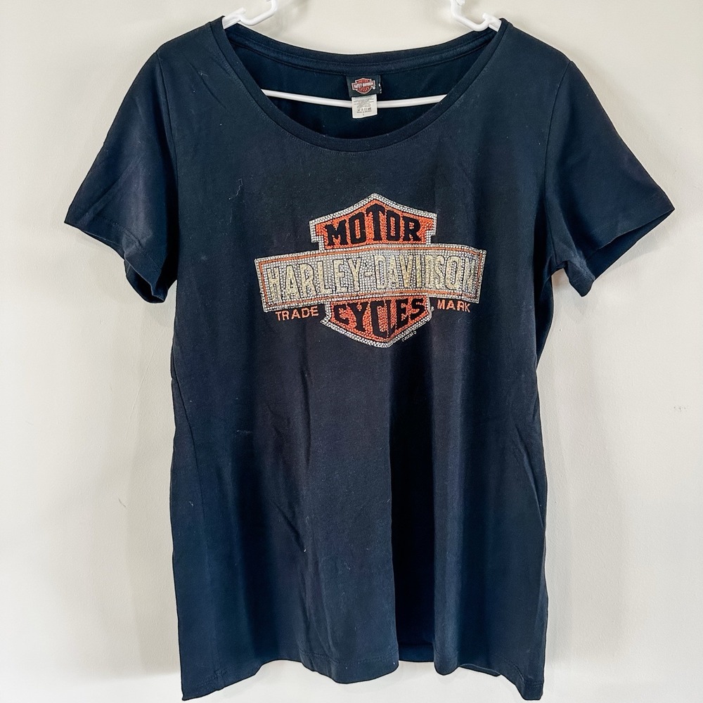 Harley Davidson Women's‎ Shirt Size L Short Sleeve Black Tilly Las Vegas, Nevada